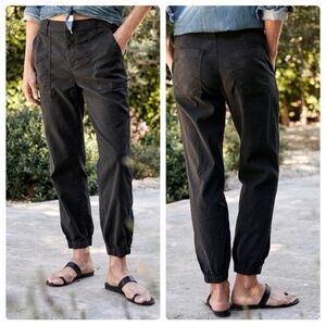 Frank & Eileen Jameson Utility Jogger Italian Performance Linen Black Size 10